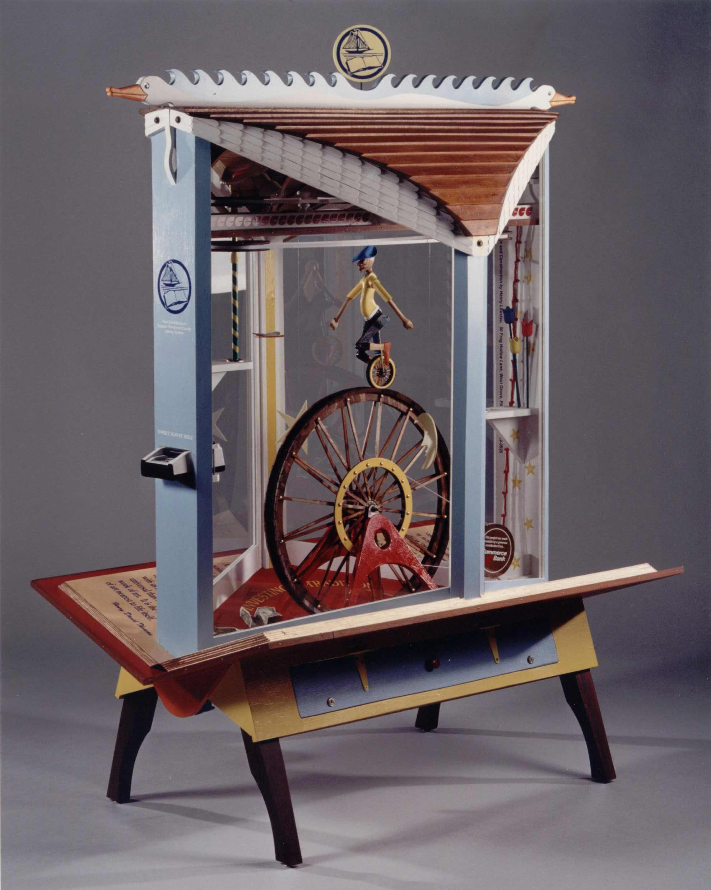 Henry Loustau's kinetic contribution machine, "Working Bank"